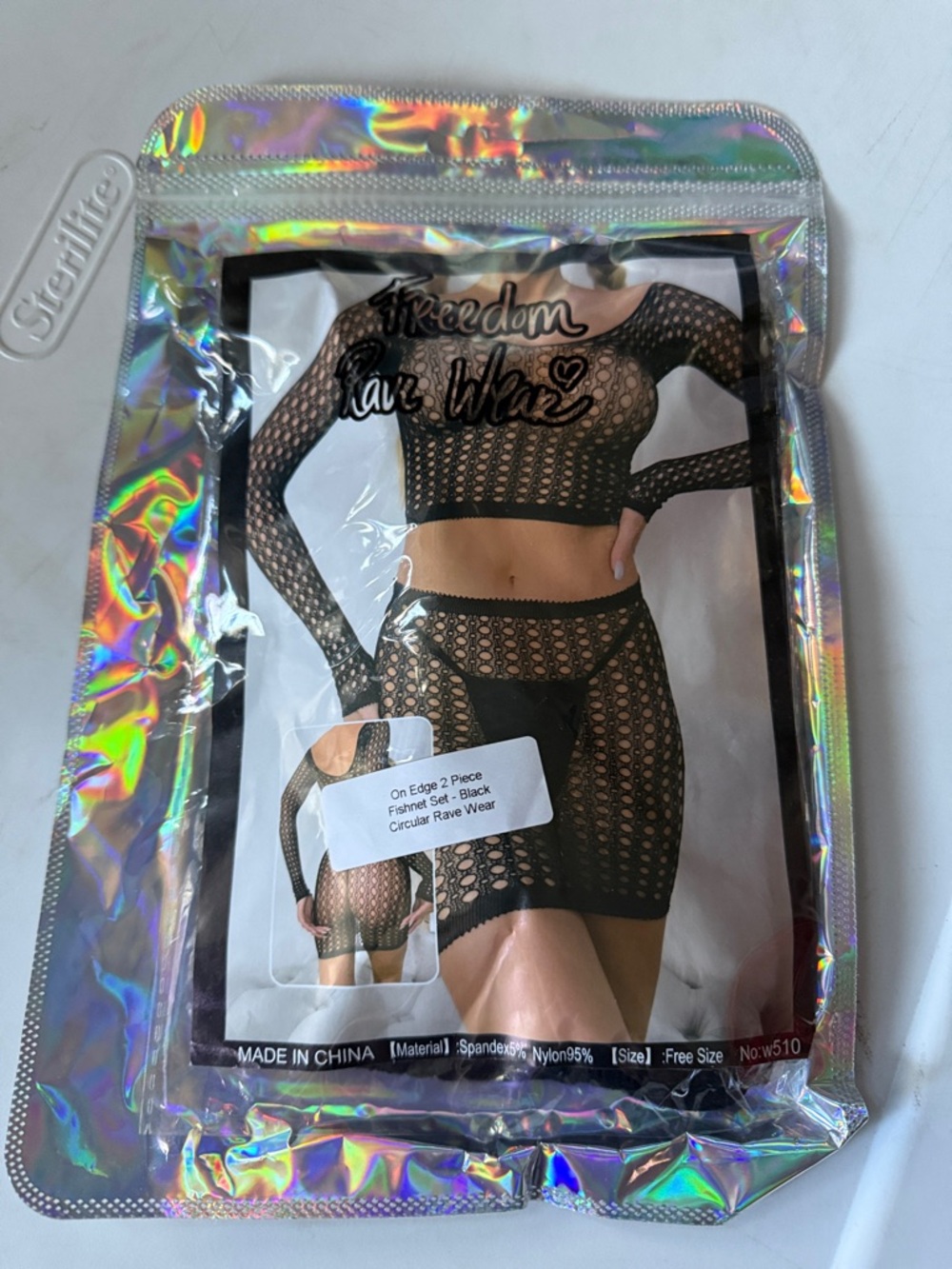 Freedom Rave Wear Black Fishnet 2-Piece Set